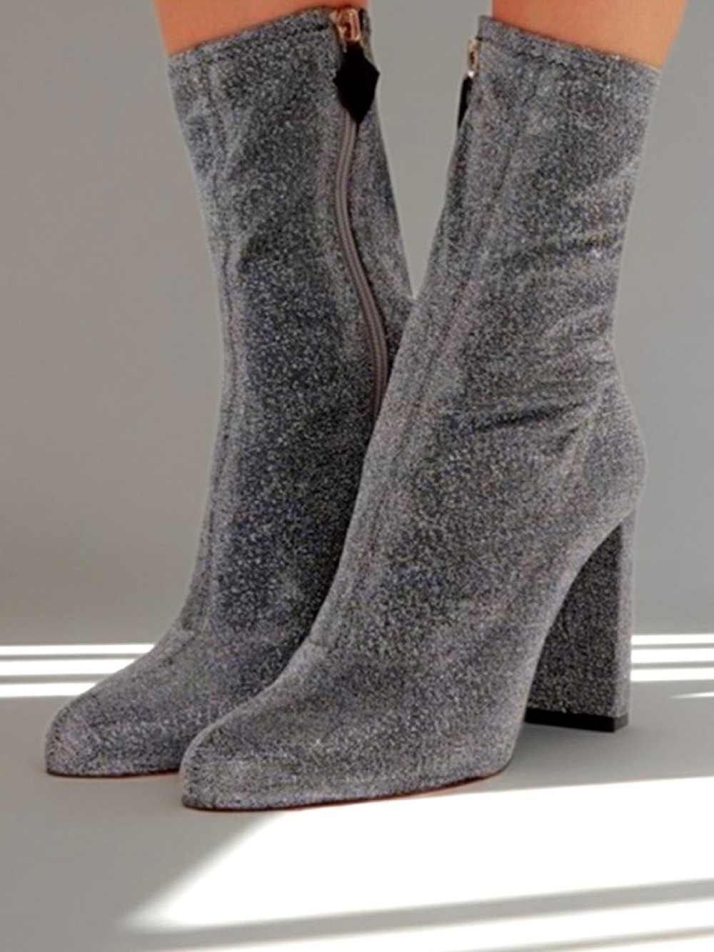 Oskar Tiye Silver Ankle Boots Size 10.5 US / IT 40.5  Block Heel